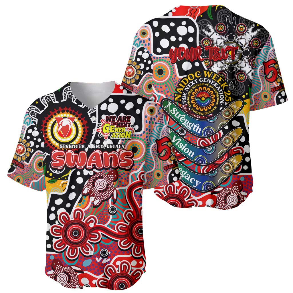 Personalised Swans AFL Celebrating 50 Years of Naidoc Baseball Jersey NAIDOC Week 2025 Aboriginal