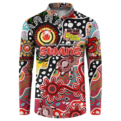 Personalised Swans AFL Celebrating 50 Years of Naidoc Button Sweatshirt NAIDOC Week 2025 Aboriginal