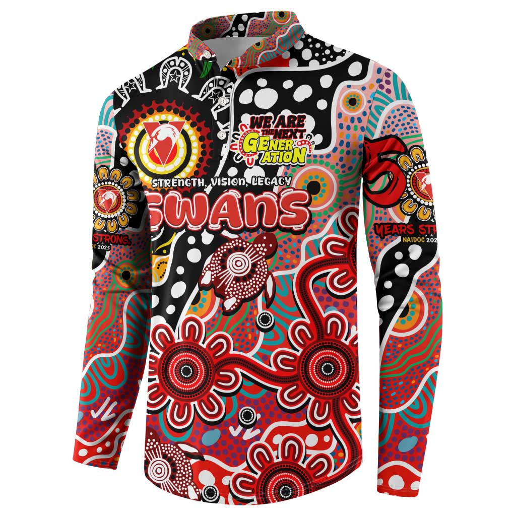 Personalised Swans AFL Celebrating 50 Years of Naidoc Button Sweatshirt NAIDOC Week 2025 Aboriginal