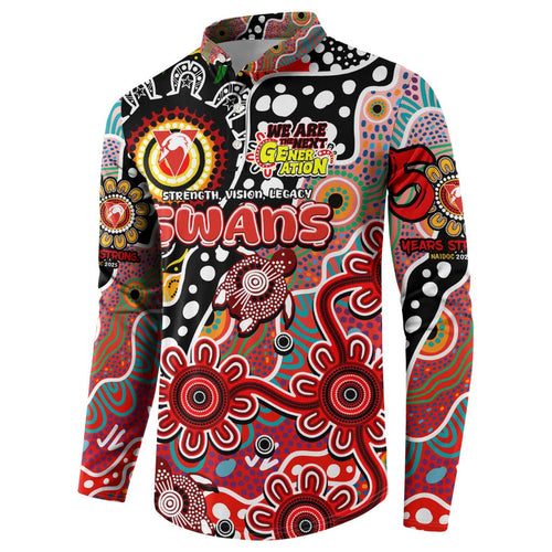 Personalised Swans AFL Celebrating 50 Years of Naidoc Button Sweatshirt NAIDOC Week 2025 Aboriginal
