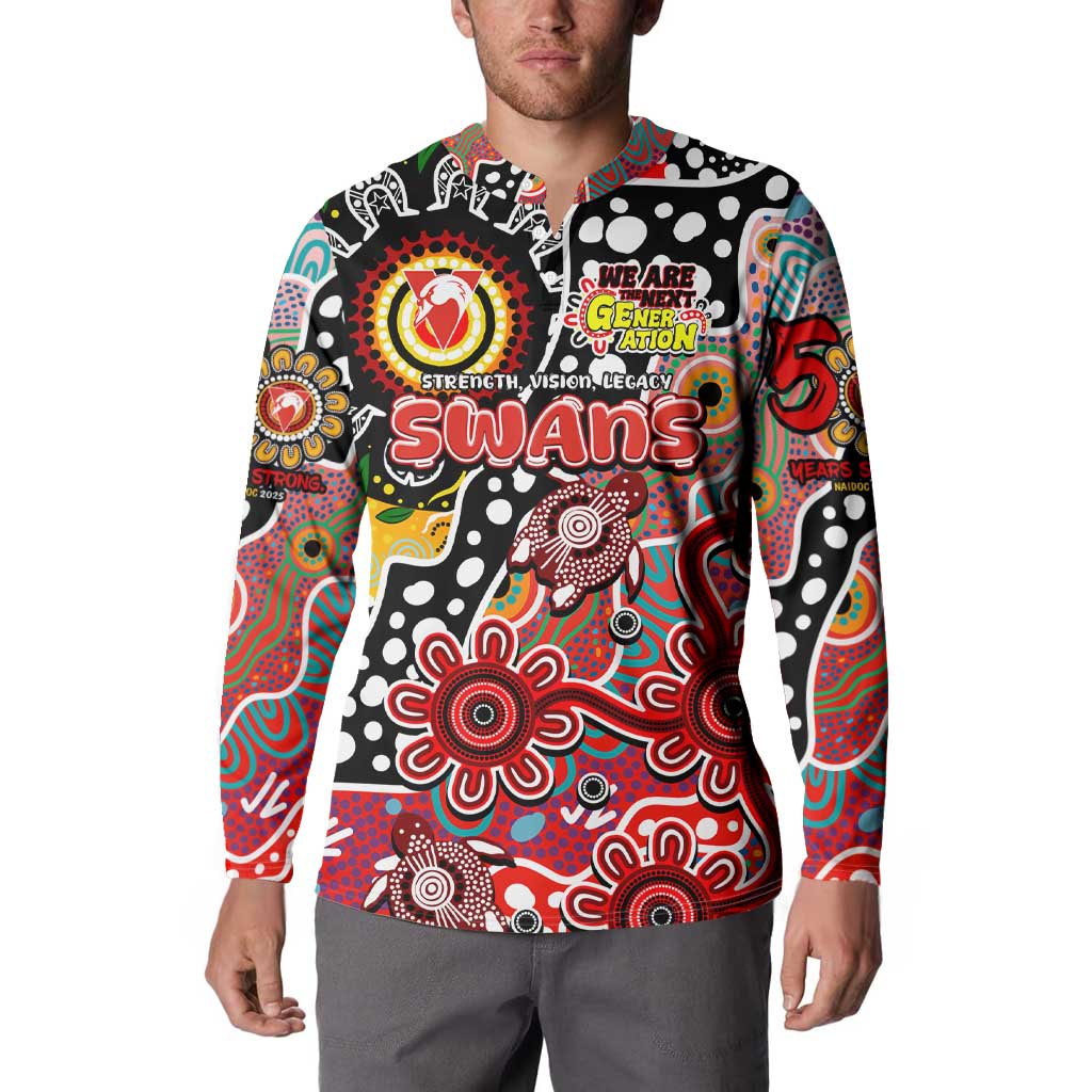 Personalised Swans AFL Celebrating 50 Years of Naidoc Button Sweatshirt NAIDOC Week 2025 Aboriginal