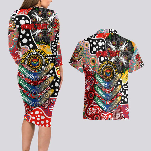 Personalised Swans AFL Celebrating 50 Years of Naidoc Couples Matching Long Sleeve Bodycon Dress and Hawaiian Shirt NAIDOC Week 2025 Aboriginal