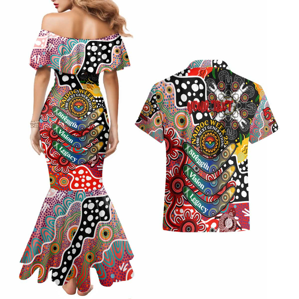 Personalised Swans AFL Celebrating 50 Years of Naidoc Couples Matching Mermaid Dress and Hawaiian Shirt NAIDOC Week 2025 Aboriginal