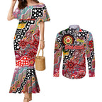 Personalised Swans AFL Celebrating 50 Years of Naidoc Couples Matching Mermaid Dress and Long Sleeve Button Shirt NAIDOC Week 2025 Aboriginal