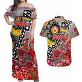 Personalised Swans AFL Celebrating 50 Years of Naidoc Couples Matching Off Shoulder Maxi Dress and Hawaiian Shirt NAIDOC Week 2025 Aboriginal