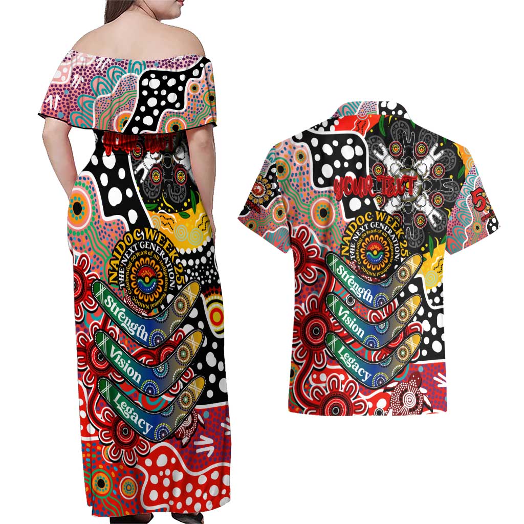 Personalised Swans AFL Celebrating 50 Years of Naidoc Couples Matching Off Shoulder Maxi Dress and Hawaiian Shirt NAIDOC Week 2025 Aboriginal