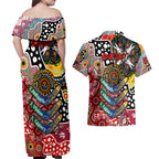 Personalised Swans AFL Celebrating 50 Years of Naidoc Couples Matching Off Shoulder Maxi Dress and Hawaiian Shirt NAIDOC Week 2025 Aboriginal