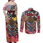 Personalised Swans AFL Celebrating 50 Years of Naidoc Couples Matching Off Shoulder Maxi Dress and Long Sleeve Button Shirt NAIDOC Week 2025 Aboriginal