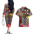 Personalised Swans AFL Celebrating 50 Years of Naidoc Couples Matching Off The Shoulder Long Sleeve Dress and Hawaiian Shirt NAIDOC Week 2025 Aboriginal