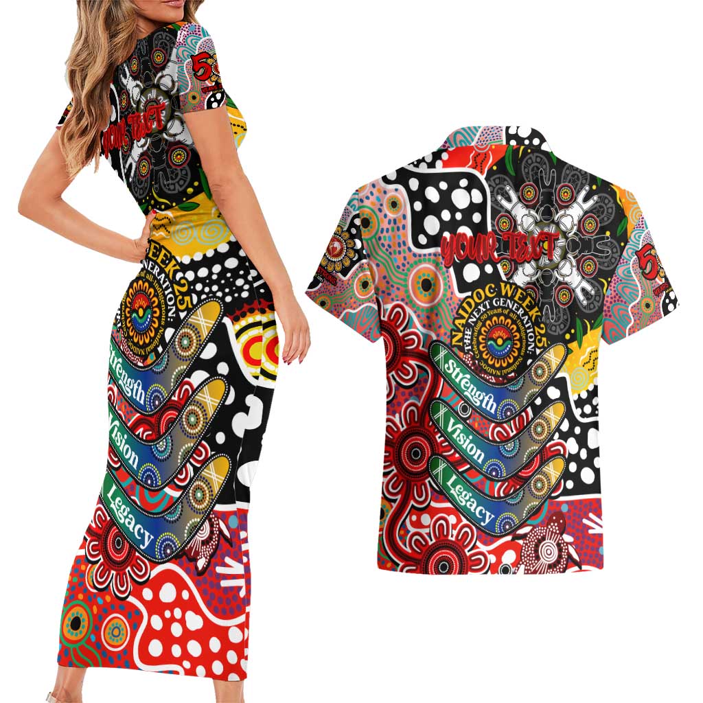 Personalised Swans AFL Celebrating 50 Years of Naidoc Couples Matching Short Sleeve Bodycon Dress and Hawaiian Shirt NAIDOC Week 2025 Aboriginal