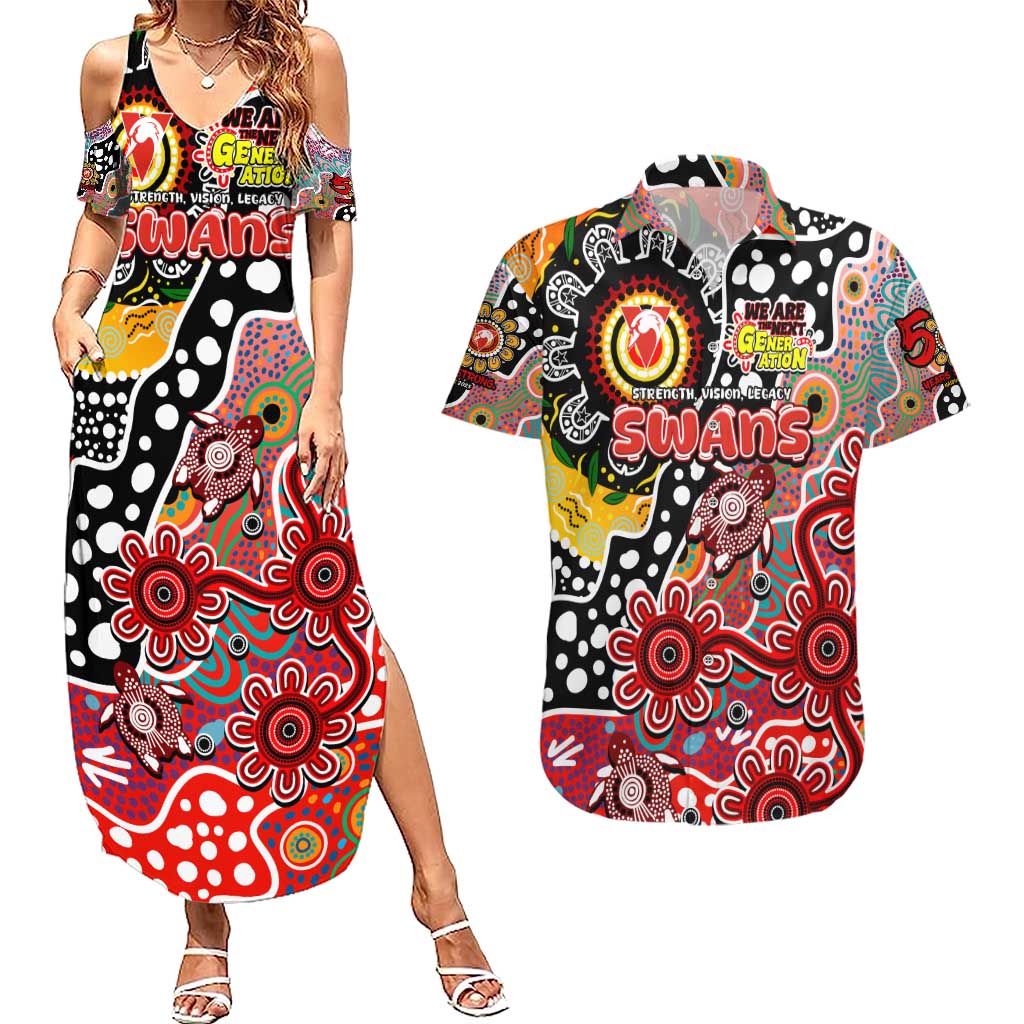 Personalised Swans AFL Celebrating 50 Years of Naidoc Couples Matching Summer Maxi Dress and Hawaiian Shirt NAIDOC Week 2025 Aboriginal