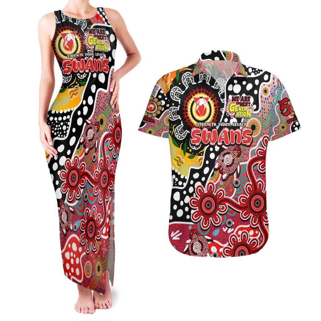Personalised Swans AFL Celebrating 50 Years of Naidoc Couples Matching Tank Maxi Dress and Hawaiian Shirt NAIDOC Week 2025 Aboriginal