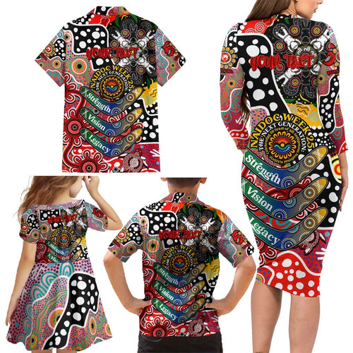 Personalised Swans AFL Celebrating 50 Years of Naidoc Family Matching Long Sleeve Bodycon Dress and Hawaiian Shirt NAIDOC Week 2025 Aboriginal
