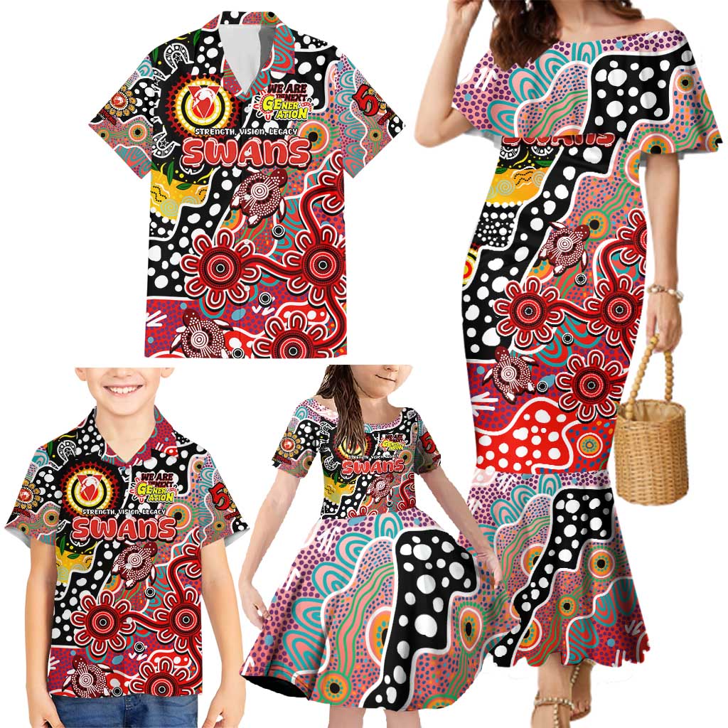 Personalised Swans AFL Celebrating 50 Years of Naidoc Family Matching Mermaid Dress and Hawaiian Shirt NAIDOC Week 2025 Aboriginal