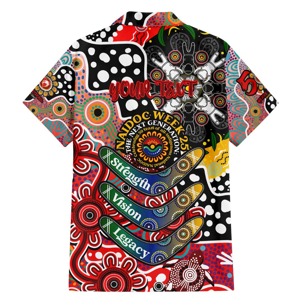 Personalised Swans AFL Celebrating 50 Years of Naidoc Family Matching Off The Shoulder Long Sleeve Dress and Hawaiian Shirt NAIDOC Week 2025 Aboriginal