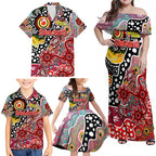 Personalised Swans AFL Celebrating 50 Years of Naidoc Family Matching Off Shoulder Maxi Dress and Hawaiian Shirt NAIDOC Week 2025 Aboriginal