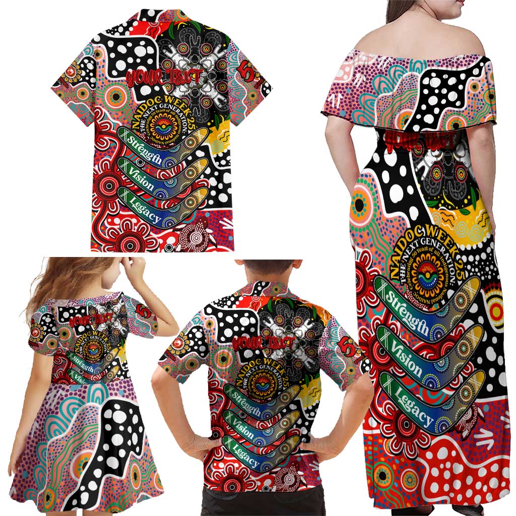 Personalised Swans AFL Celebrating 50 Years of Naidoc Family Matching Off Shoulder Maxi Dress and Hawaiian Shirt NAIDOC Week 2025 Aboriginal