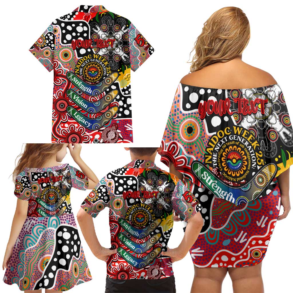 Personalised Swans AFL Celebrating 50 Years of Naidoc Family Matching Off Shoulder Short Dress and Hawaiian Shirt NAIDOC Week 2025 Aboriginal