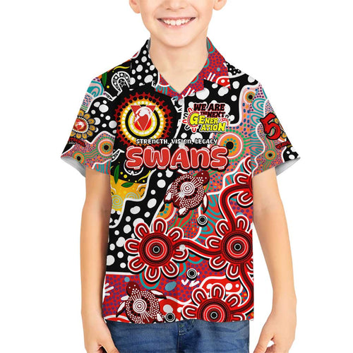 Personalised Swans AFL Celebrating 50 Years of Naidoc Family Matching Off Shoulder Short Dress and Hawaiian Shirt NAIDOC Week 2025 Aboriginal