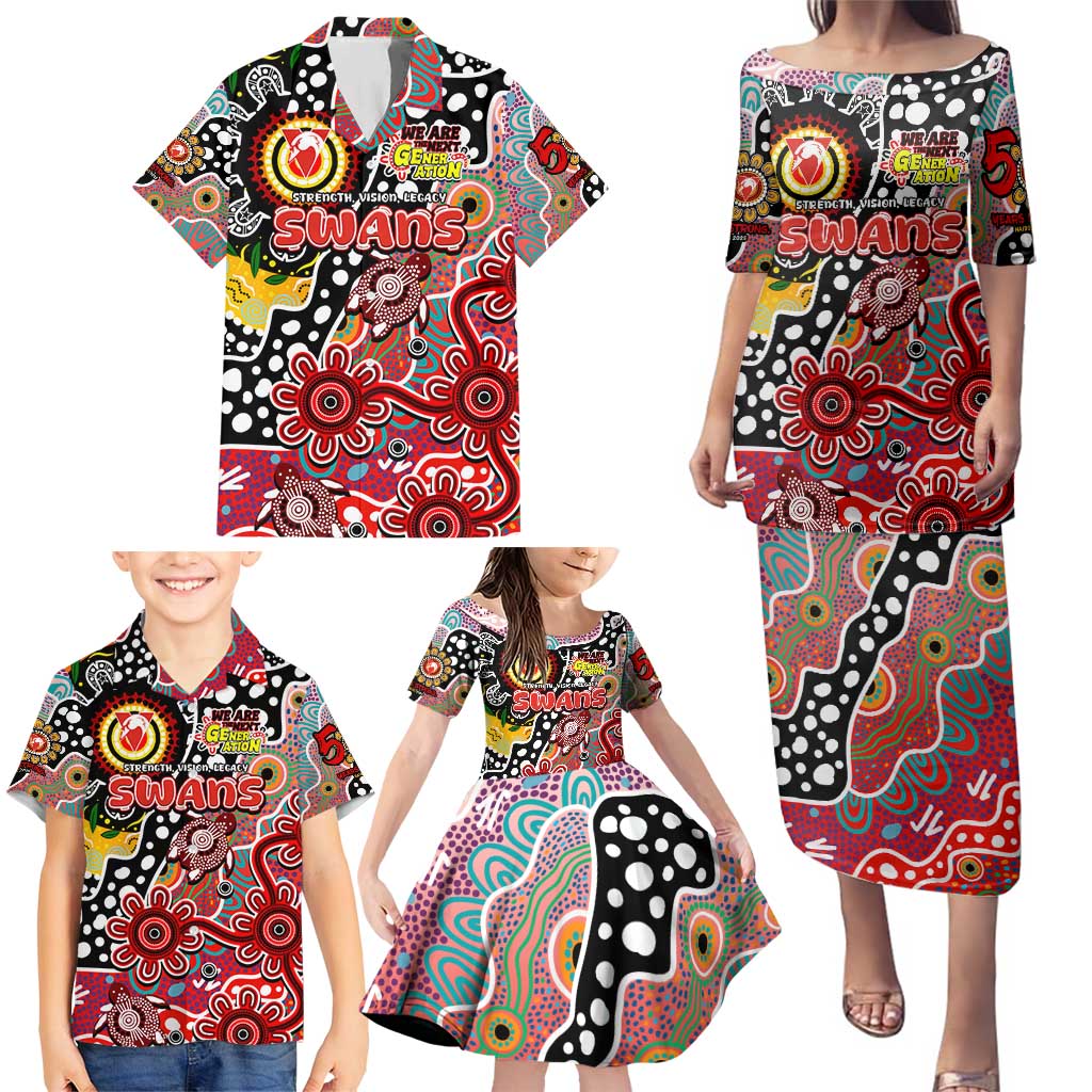 Personalised Swans AFL Celebrating 50 Years of Naidoc Family Matching Puletasi and Hawaiian Shirt NAIDOC Week 2025 Aboriginal