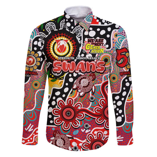 Personalised Swans AFL Celebrating 50 Years of Naidoc Family Matching Puletasi and Hawaiian Shirt NAIDOC Week 2025 Aboriginal
