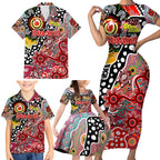 Personalised Swans AFL Celebrating 50 Years of Naidoc Family Matching Short Sleeve Bodycon Dress and Hawaiian Shirt NAIDOC Week 2025 Aboriginal