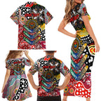 Personalised Swans AFL Celebrating 50 Years of Naidoc Family Matching Short Sleeve Bodycon Dress and Hawaiian Shirt NAIDOC Week 2025 Aboriginal