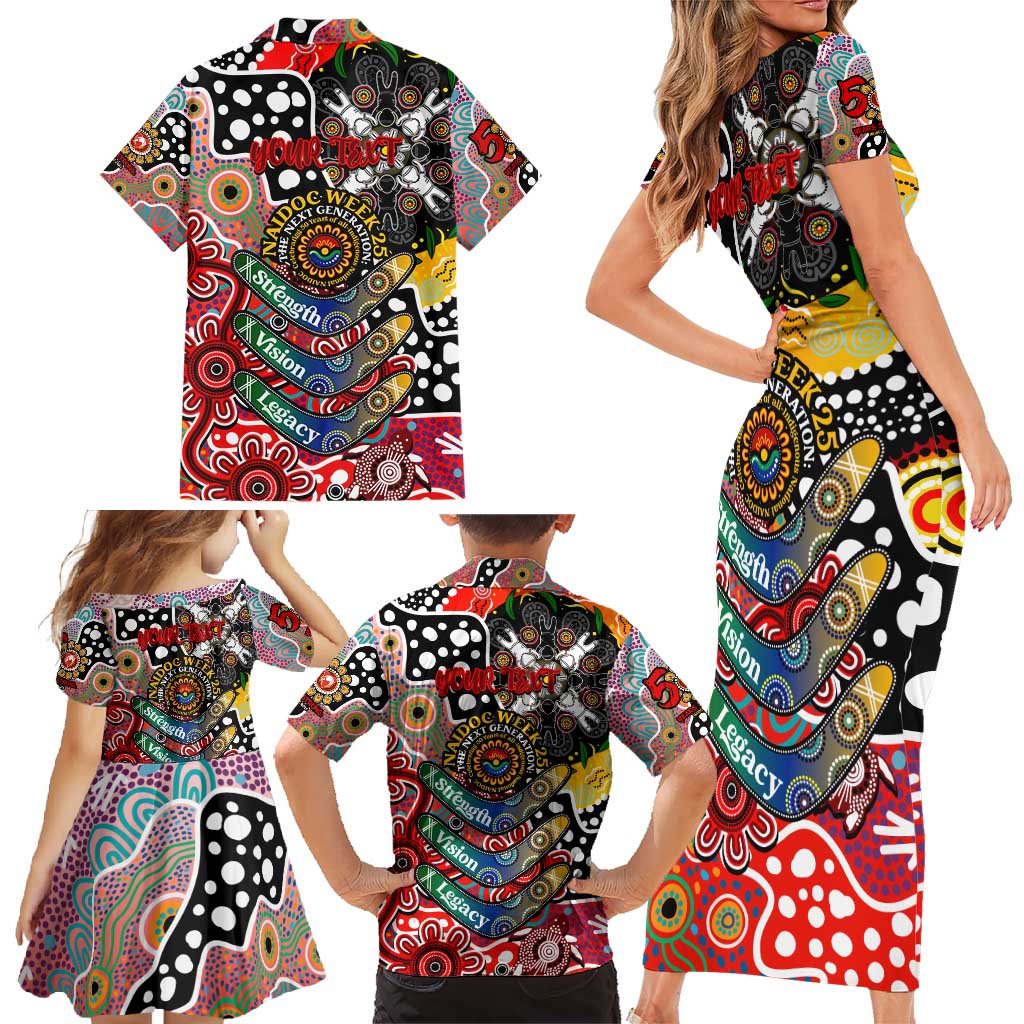 Personalised Swans AFL Celebrating 50 Years of Naidoc Family Matching Short Sleeve Bodycon Dress and Hawaiian Shirt NAIDOC Week 2025 Aboriginal