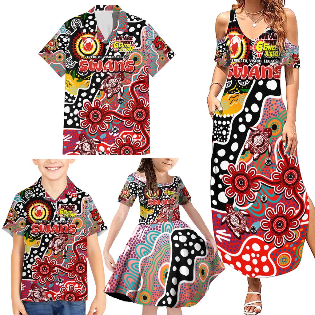 Personalised Swans AFL Celebrating 50 Years of Naidoc Family Matching Summer Maxi Dress and Hawaiian Shirt NAIDOC Week 2025 Aboriginal