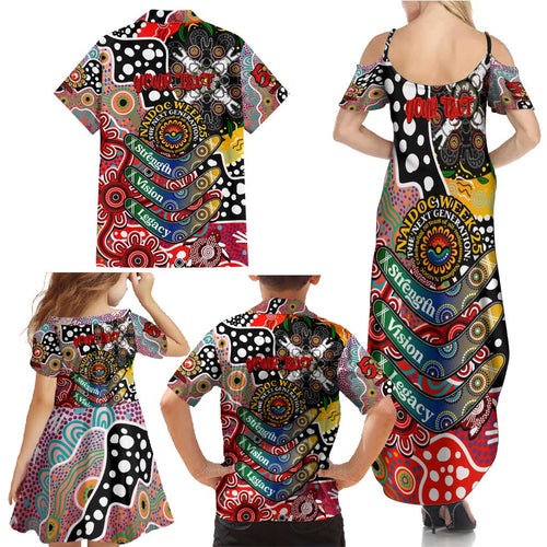 Personalised Swans AFL Celebrating 50 Years of Naidoc Family Matching Summer Maxi Dress and Hawaiian Shirt NAIDOC Week 2025 Aboriginal