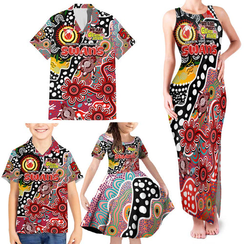 Personalised Swans AFL Celebrating 50 Years of Naidoc Family Matching Tank Maxi Dress and Hawaiian Shirt NAIDOC Week 2025 Aboriginal