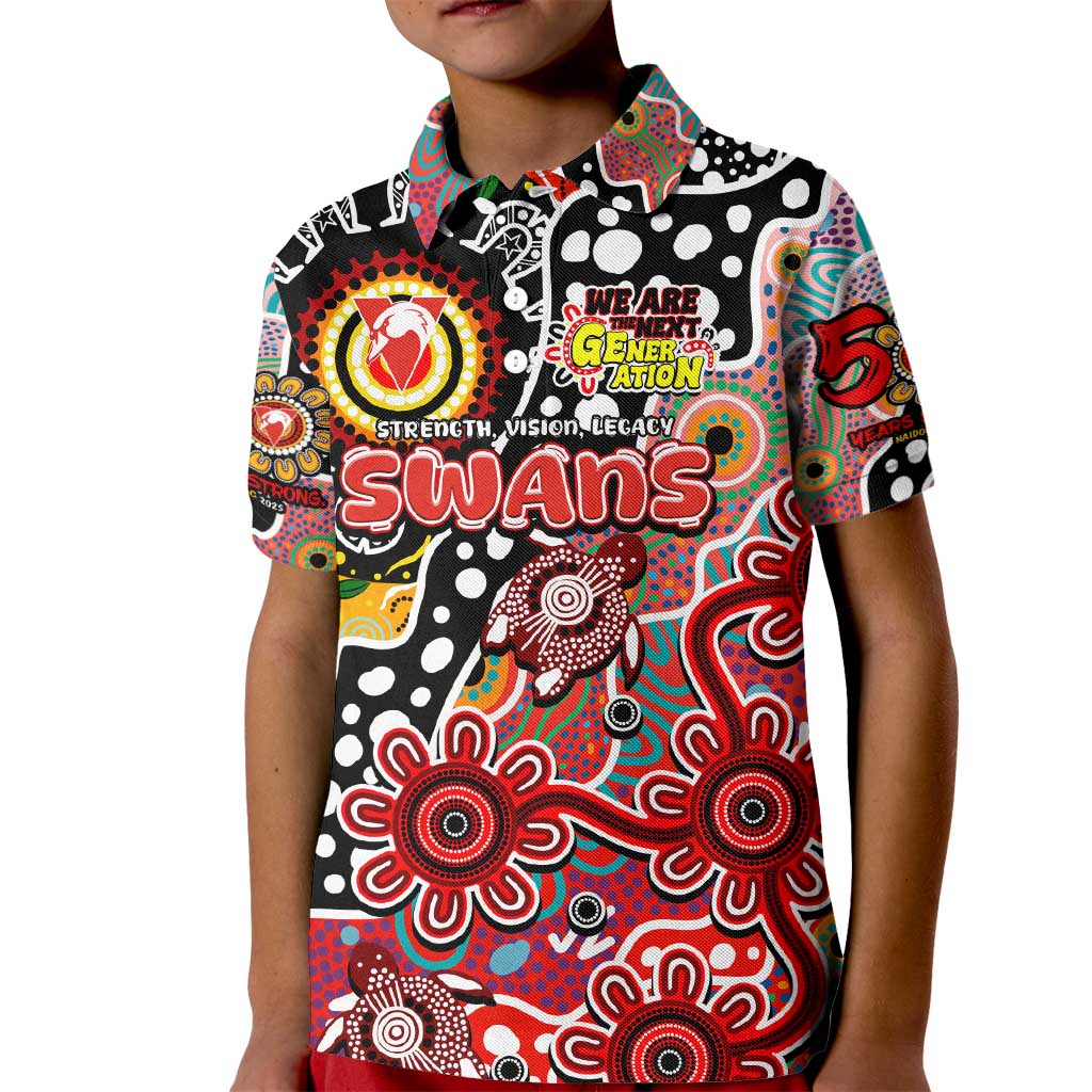 Personalised Swans AFL Celebrating 50 Years of Naidoc Kid Polo Shirt NAIDOC Week 2025 Aboriginal