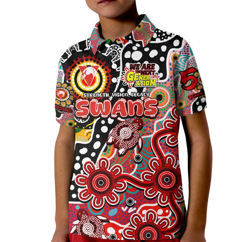 Personalised Swans AFL Celebrating 50 Years of Naidoc Kid Polo Shirt NAIDOC Week 2025 Aboriginal