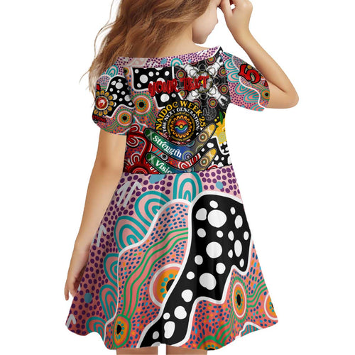 Personalised Swans AFL Celebrating 50 Years of Naidoc Kid Short Sleeve Dress NAIDOC Week 2025 Aboriginal