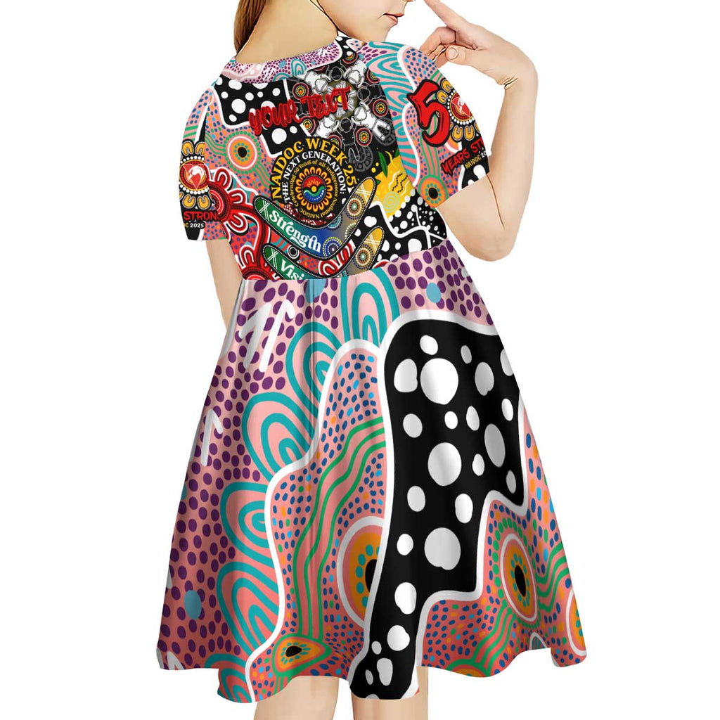 Personalised Swans AFL Celebrating 50 Years of Naidoc Kid Short Sleeve Dress NAIDOC Week 2025 Aboriginal