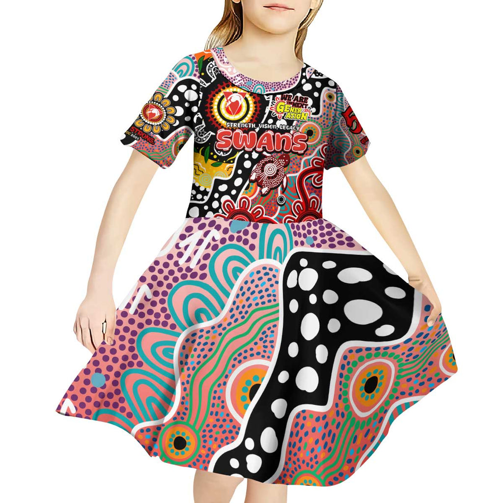 Personalised Swans AFL Celebrating 50 Years of Naidoc Kid Short Sleeve Dress NAIDOC Week 2025 Aboriginal