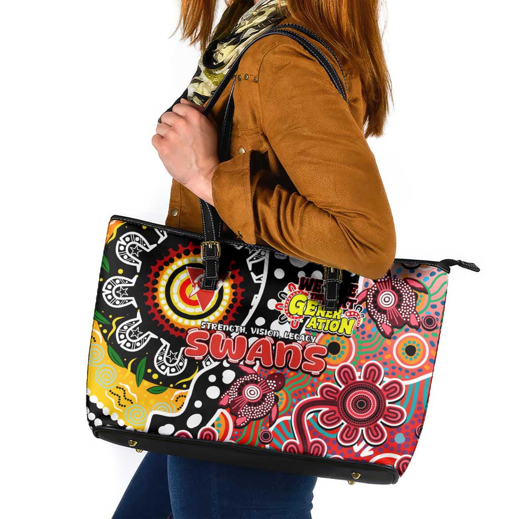Swans AFL Celebrating 50 Years of Naidoc Leather Tote Bag NAIDOC Week 2025 Aboriginal
