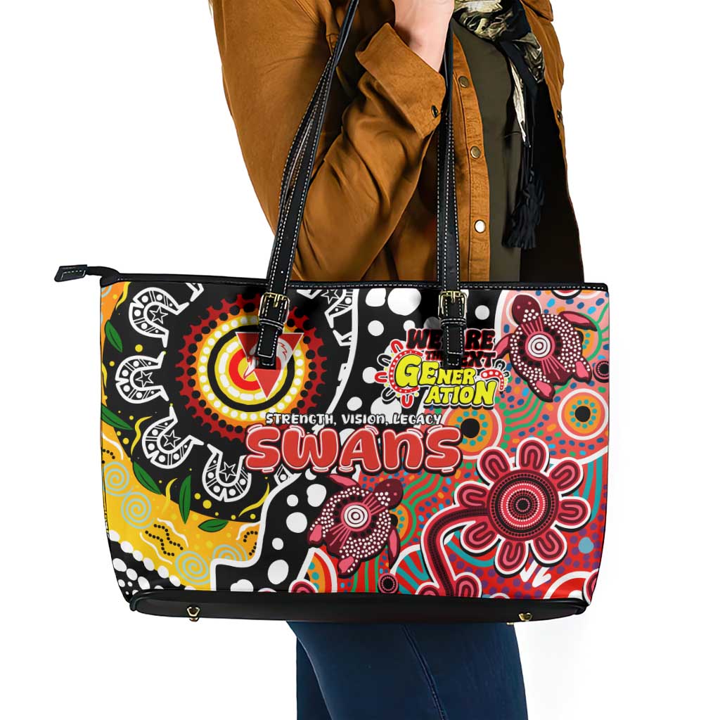 Swans AFL Celebrating 50 Years of Naidoc Leather Tote Bag NAIDOC Week 2025 Aboriginal