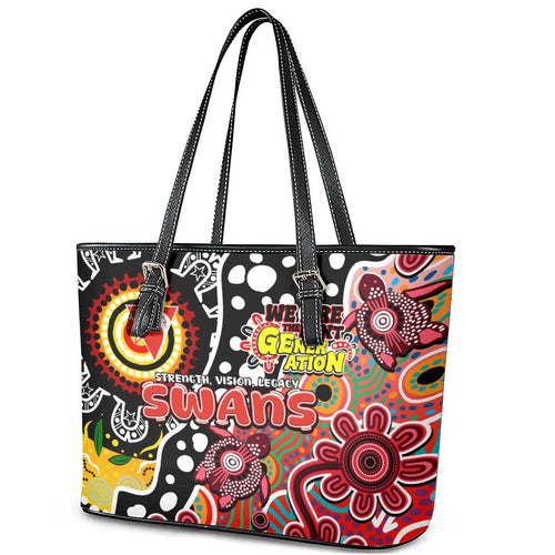 Swans AFL Celebrating 50 Years of Naidoc Leather Tote Bag NAIDOC Week 2025 Aboriginal