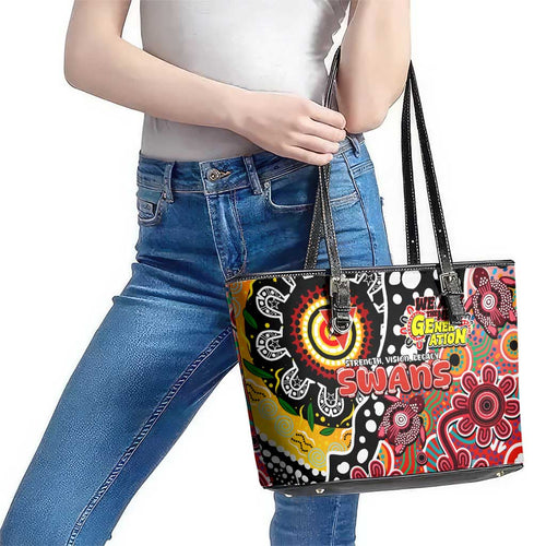 Swans AFL Celebrating 50 Years of Naidoc Leather Tote Bag NAIDOC Week 2025 Aboriginal