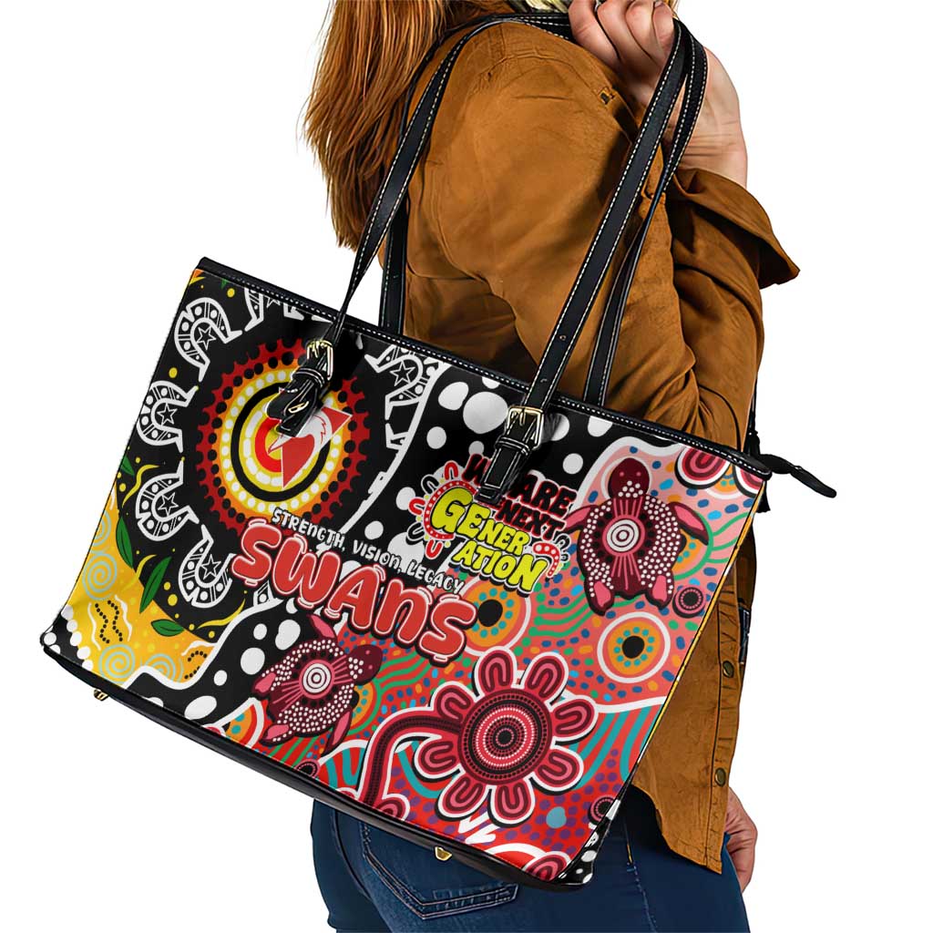 Swans AFL Celebrating 50 Years of Naidoc Leather Tote Bag NAIDOC Week 2025 Aboriginal
