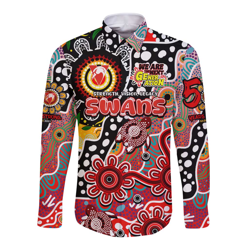 Personalised Swans AFL Celebrating 50 Years of Naidoc Long Sleeve Button Shirt NAIDOC Week 2025 Aboriginal