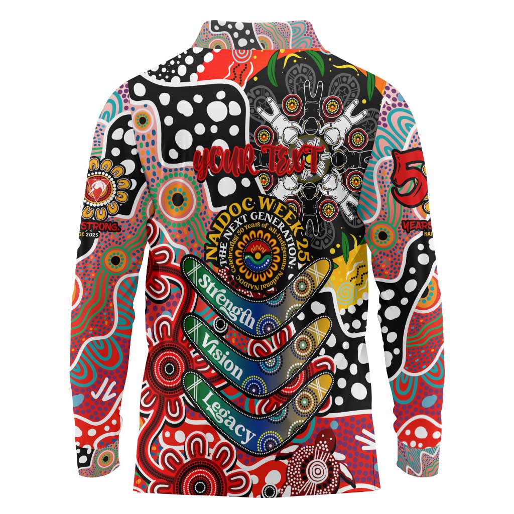 Personalised Swans AFL Celebrating 50 Years of Naidoc Long Sleeve Polo Shirt NAIDOC Week 2025 Aboriginal