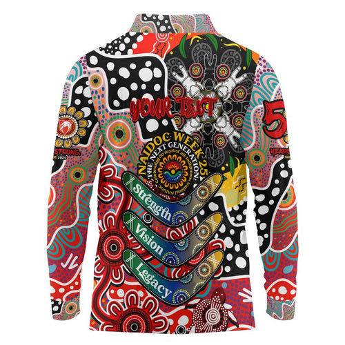 Personalised Swans AFL Celebrating 50 Years of Naidoc Long Sleeve Polo Shirt NAIDOC Week 2025 Aboriginal