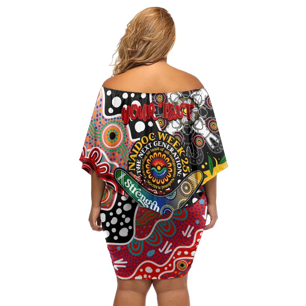 Personalised Swans AFL Celebrating 50 Years of Naidoc Off Shoulder Short Dress NAIDOC Week 2025 Aboriginal