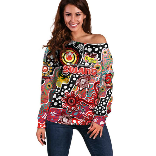 Personalised Swans AFL Celebrating 50 Years of Naidoc Off Shoulder Sweater NAIDOC Week 2025 Aboriginal
