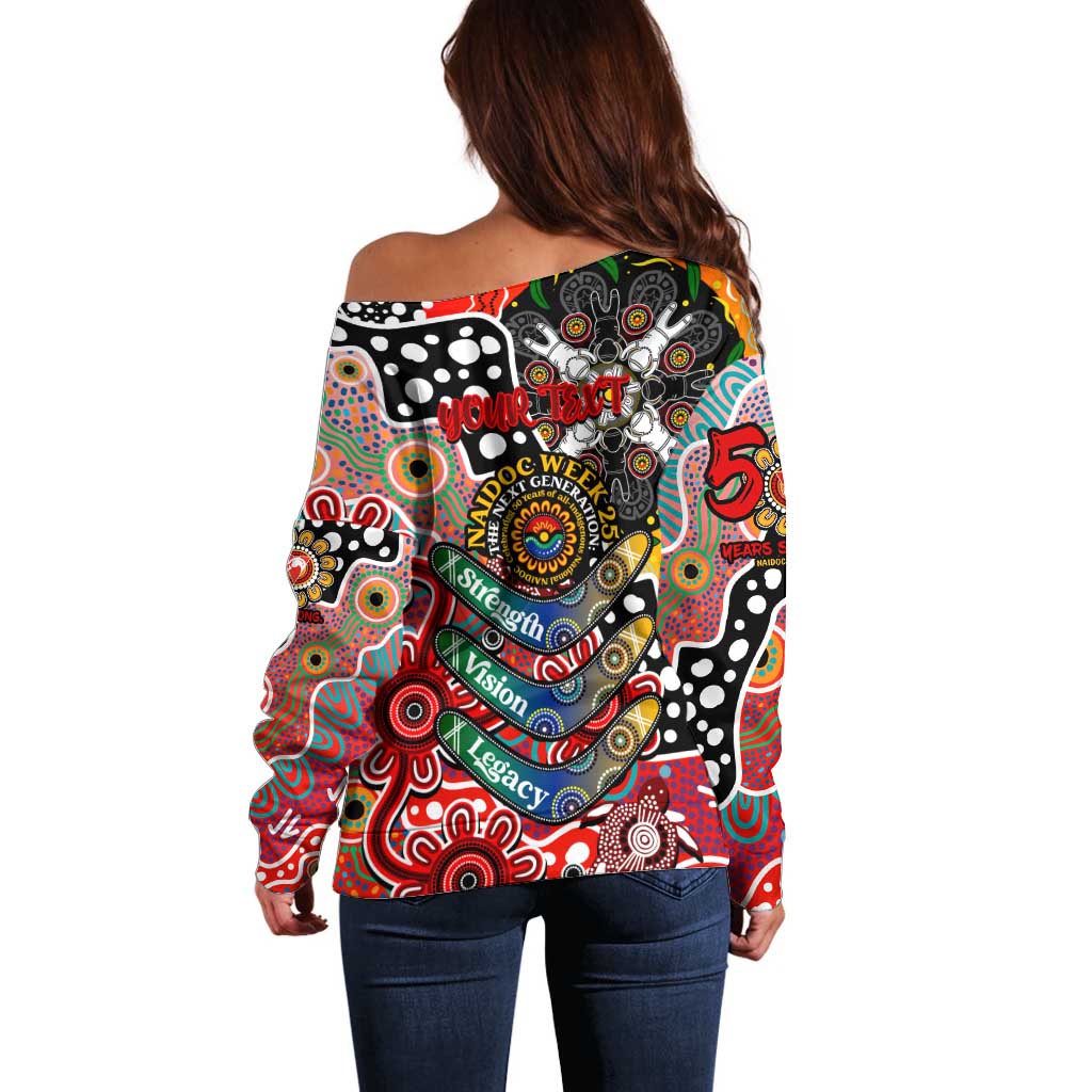 Personalised Swans AFL Celebrating 50 Years of Naidoc Off Shoulder Sweater NAIDOC Week 2025 Aboriginal