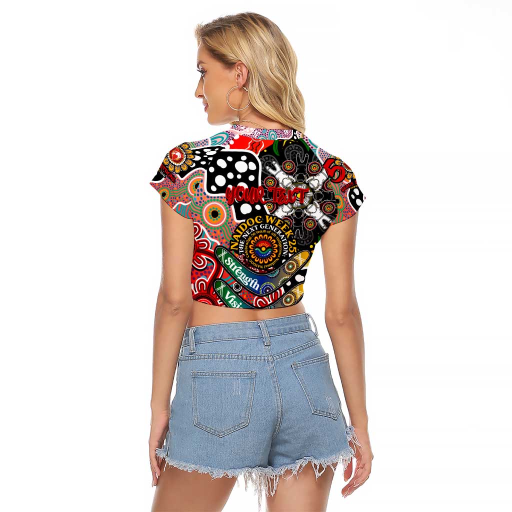 Personalised Swans AFL Celebrating 50 Years of Naidoc Raglan Cropped T Shirt NAIDOC Week 2025 Aboriginal