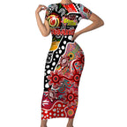 Personalised Swans AFL Celebrating 50 Years of Naidoc Short Sleeve Bodycon Dress NAIDOC Week 2025 Aboriginal