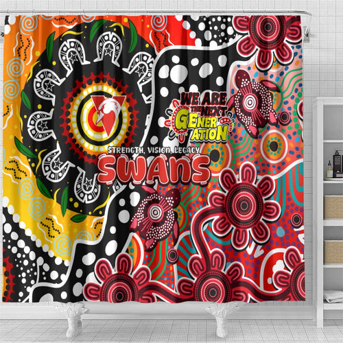 Swans AFL Celebrating 50 Years of Naidoc Shower Curtain NAIDOC Week 2025 Aboriginal